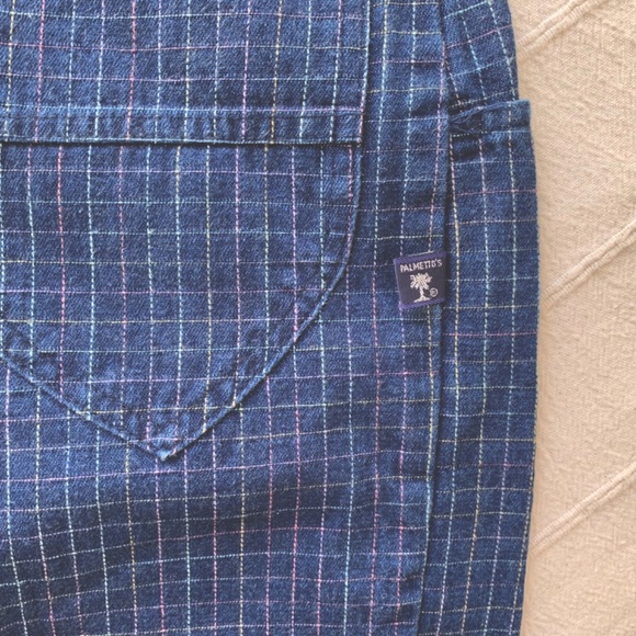 Vintage 1980s highrise pastel grid stitched blue jeans - Picture 1 of 13